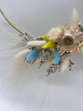 Dried Blue and White Half Wreath