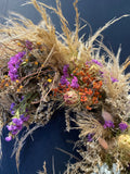 Dried Mimosa and Limonium Heart Wreath