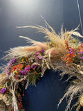 Dried Mimosa and Limonium Heart Wreath