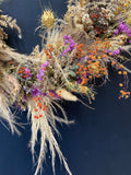 Dried Mimosa and Limonium Heart Wreath
