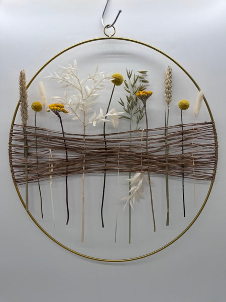 Yellow Dried Flower Wall Hanging