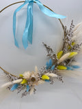 Dried Blue and White Half Wreath