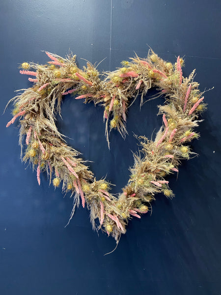 Dried Pink Heart Wreath