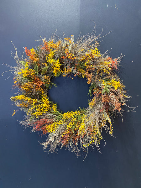 Large Dried Mimosa Wreath