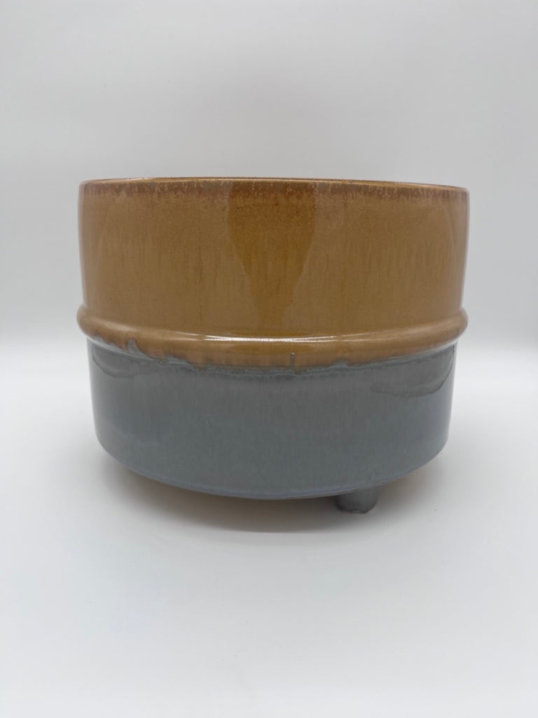 Mustard and Blue Plant Pot