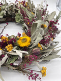 Dried Pink & Yellow Wreath