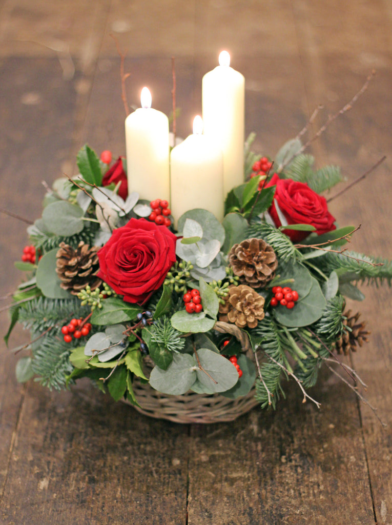 Red Rose and Chapel Candle Table Decoration